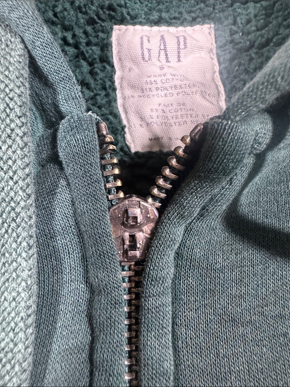 GAP Teal Hooded Full-Zip Jacket with Logo 25X20.5 PTP SZ S UNISEX *Read descript - Picture 6 of 13